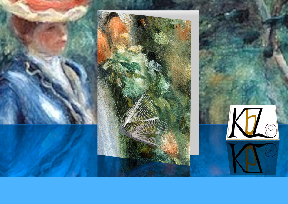 Schmetterling, Pierre-Auguste Renoir, Impressionismus, Femme à la robe bleue dans le parc de Saint-Cloud, Dame im blauen Kleid im Park von Saint-Cloud,